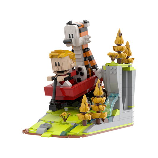 Calvin And Hobbes Wagon MOC Building Block Bricks |MocPixel 800