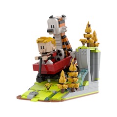 Calvin And Hobbes Wagon MOC Building Block Bricks |MocPixel