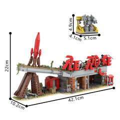 874PCS Red Rocket Modular Gas Station from FeIIout-V2 MOC Building Block Bricks |MocPixel