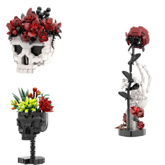 Skull with Flower MOC Building Block Bricks |MocPixel