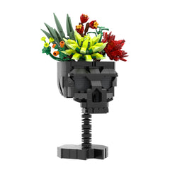 Skull with Flower MOC Building Block Bricks |MocPixel
