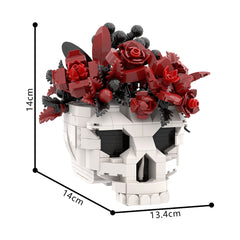 Skull with Flower MOC Building Block Bricks |MocPixel