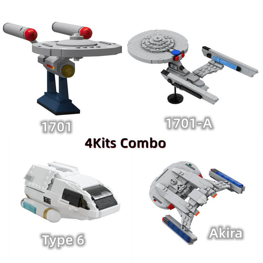 U.S.S. Enterprise NCC-1701/ Akira/ Type-6 Spacecrafts from Star Trek MOC Building Block Bricks |MocPixel U.S.S. Enterprise NCC-1701/ Akira/ Type-6 Spacecrafts from Star Trek MOC Building Block Bricks |MocPixel - 4 Kits (1701 Combo +Type-6 +Akira) Lego Block Sets Alternative 1000