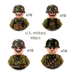 Mini WW2 Military Action Figure - America + Europe Soldiers for World War II Scene |MocPixel Mini WW2 Military Action Figure - America + Europe Soldiers for World War II Scene |MocPixel - US-40pcs Lego Block Sets Alternative