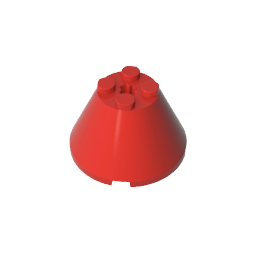 Cone 4 x 4 x 2 with Axle Hole [Plain] #3943 Cone 4 x 4 x 2 with Axle Hole [Plain] #3943 - 10-Red Lego Block Sets Alternative