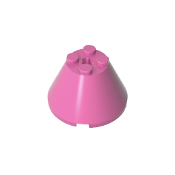 Cone 4 x 4 x 2 with Axle Hole [Plain] #3943 Cone 4 x 4 x 2 with Axle Hole [Plain] #3943 - 12-Dark Pink Lego Block Sets Alternative