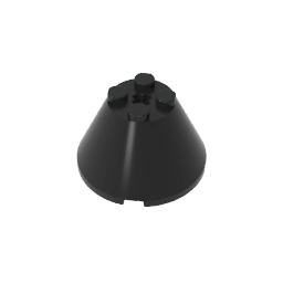 Cone 4 x 4 x 2 with Axle Hole [Plain] #3943 Cone 4 x 4 x 2 with Axle Hole [Plain] #3943 - 80-Black Lego Block Sets Alternative