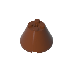 Cone 4 x 4 x 2 with Axle Hole [Plain] #3943 Cone 4 x 4 x 2 with Axle Hole [Plain] #3943 - 81-Reddish Brown Lego Block Sets Alternative