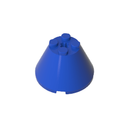 Cone 4 x 4 x 2 with Axle Hole [Plain] #3943 Cone 4 x 4 x 2 with Axle Hole [Plain] #3943 - 50-Blue Lego Block Sets Alternative