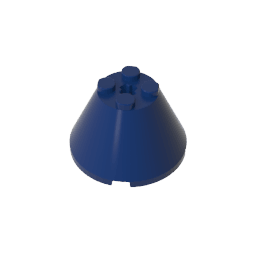 Cone 4 x 4 x 2 with Axle Hole [Plain] #3943 Cone 4 x 4 x 2 with Axle Hole [Plain] #3943 - 55-Dark Blue Lego Block Sets Alternative