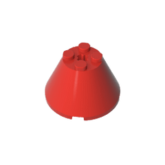 Cone 4 x 4 x 2 with Axle Hole [Plain] #3943 Cone 4 x 4 x 2 with Axle Hole [Plain] #3943 - 10-Red Lego Block Sets Alternative