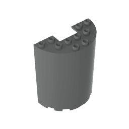Cylinder Half 3 x 6 x 6 with 1 x 2 Cutout #87926 Cylinder Half 3 x 6 x 6 with 1 x 2 Cutout #87926 - 72-Dark Bluish Gray Lego Block Sets Alternative