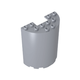 Cylinder Half 3 x 6 x 6 with 1 x 2 Cutout #87926 Cylinder Half 3 x 6 x 6 with 1 x 2 Cutout #87926 - 73-Flat Silver Lego Block Sets Alternative