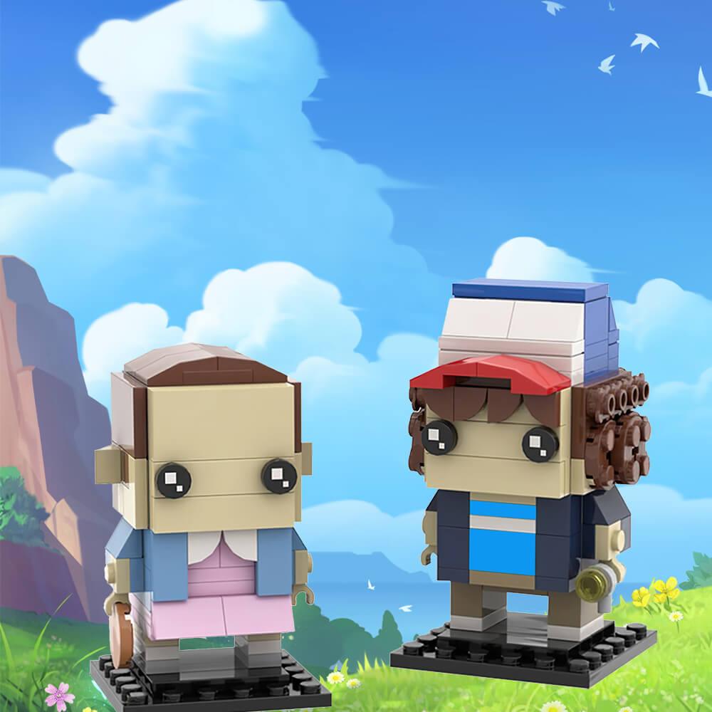 Stranger Series Brickheadz Collection - Dustin & Eleven / Vecna MOC Building Block Bricks |MocPixel Stranger Series Brickheadz Collection - Dustin & Eleven / Vecna MOC Building Block Bricks |MocPixel - Dustin & Eleven Lego Block Sets Alternative