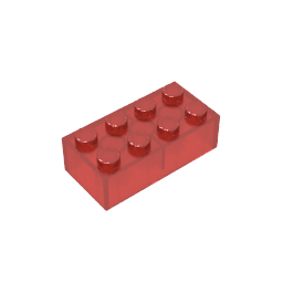 Brick 2 x 4 #3001 Brick 2 x 4 #3001 - 110-Trans Red Lego Block Sets Alternative