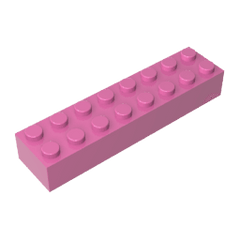 Brick 2 x 8 #93888 Brick 2 x 8 #93888 - 12-Dark Pink Lego Block Sets Alternative