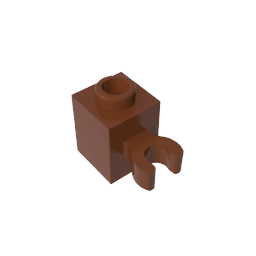 Brick Special 1 x 1 with Clip Vertical [Thick U Clip, Solid Stud] #60475 Brick Special 1 x 1 with Clip Vertical [Thick U Clip, Solid Stud] #60475 - 81-Reddish Brown Lego Block Sets Alternative