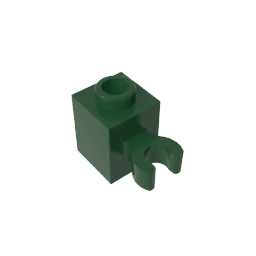 Brick Special 1 x 1 with Clip Vertical [Thick U Clip, Solid Stud] #60475 Brick Special 1 x 1 with Clip Vertical [Thick U Clip, Solid Stud] #60475 - 47-Dark Green Lego Block Sets Alternative