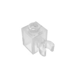 Brick Special 1 x 1 with Clip Vertical [Thick U Clip, Solid Stud] #60475 Brick Special 1 x 1 with Clip Vertical [Thick U Clip, Solid Stud] #60475 - 180-Trans Clear Lego Block Sets Alternative