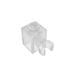 Brick Special 1 x 1 with Clip Vertical [Thick U Clip, Solid Stud] #60475 Brick Special 1 x 1 with Clip Vertical [Thick U Clip, Solid Stud] #60475 - 180-Trans Clear Lego Block Sets Alternative