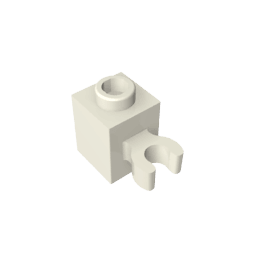 Brick Special 1 x 1 with Clip Vertical [Thick U Clip, Solid Stud] #60475 Brick Special 1 x 1 with Clip Vertical [Thick U Clip, Solid Stud] #60475 - 90-White Lego Block Sets Alternative