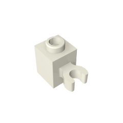 Brick Special 1 x 1 with Clip Vertical [Thick U Clip, Solid Stud] #60475 Brick Special 1 x 1 with Clip Vertical [Thick U Clip, Solid Stud] #60475 - 90-White Lego Block Sets Alternative