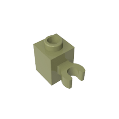 Brick Special 1 x 1 with Clip Vertical [Thick U Clip, Solid Stud] #60475 Brick Special 1 x 1 with Clip Vertical [Thick U Clip, Solid Stud] #60475 - 49-Olive Green Lego Block Sets Alternative