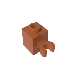 Brick Special 1 x 1 with Clip Vertical [Thick U Clip, Solid Stud] #60475 Brick Special 1 x 1 with Clip Vertical [Thick U Clip, Solid Stud] #60475 - 83-Dark Orange Lego Block Sets Alternative