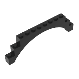 Brick Arch 1 x 12 x 3 Raised Arch with 5 Cross Supports #18838 Brick Arch 1 x 12 x 3 Raised Arch with 5 Cross Supports #18838 - 80-Black Lego Block Sets Alternative