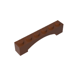 Brick Arch 1 x 6 Raised Arch #92950 Brick Arch 1 x 6 Raised Arch #92950 - 81-Reddish Brown Lego Block Sets Alternative