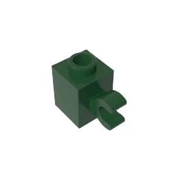 Brick Special 1 x 1 with Clip Horizontal #60476 Brick Special 1 x 1 with Clip Horizontal #60476 - 47-Dark Green Lego Block Sets Alternative