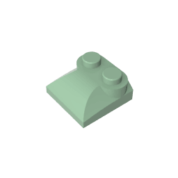 Brick Curved 2 x 2 x 2/3 Two Studs and Curved Slope End #47457 Brick Curved 2 x 2 x 2/3 Two Studs and Curved Slope End #47457 - 48-Sand Green Lego Block Sets Alternative
