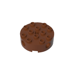 Brick Round 4 x 4 with 4 Side Pin Holes and Center Axle Hole #6222 Brick Round 4 x 4 with 4 Side Pin Holes and Center Axle Hole #6222 - 81-Reddish Brown Lego Block Sets Alternative