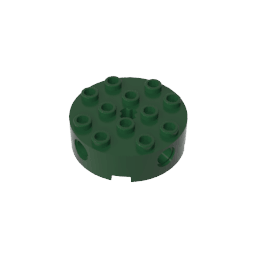 Brick Round 4 x 4 with 4 Side Pin Holes and Center Axle Hole #6222 Brick Round 4 x 4 with 4 Side Pin Holes and Center Axle Hole #6222 - 47-Dark Green Lego Block Sets Alternative