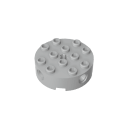 Brick Round 4 x 4 with 4 Side Pin Holes and Center Axle Hole #6222 Brick Round 4 x 4 with 4 Side Pin Holes and Center Axle Hole #6222 - 71-Light Bluish Gray Lego Block Sets Alternative