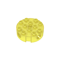 Brick Round 4 x 4 with 4 Side Pin Holes and Center Axle Hole #6222 Brick Round 4 x 4 with 4 Side Pin Holes and Center Axle Hole #6222 - 130-Trans Yellow Lego Block Sets Alternative