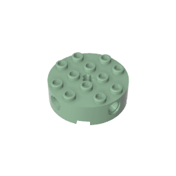Brick Round 4 x 4 with 4 Side Pin Holes and Center Axle Hole #6222 Brick Round 4 x 4 with 4 Side Pin Holes and Center Axle Hole #6222 - 48-Sand Green Lego Block Sets Alternative