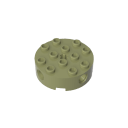 Brick Round 4 x 4 with 4 Side Pin Holes and Center Axle Hole #6222 Brick Round 4 x 4 with 4 Side Pin Holes and Center Axle Hole #6222 - 49-Olive Green Lego Block Sets Alternative