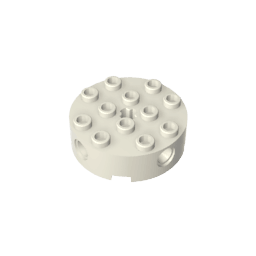 Brick Round 4 x 4 with 4 Side Pin Holes and Center Axle Hole #6222 Brick Round 4 x 4 with 4 Side Pin Holes and Center Axle Hole #6222 - 90-White Lego Block Sets Alternative